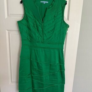 ANTONIO MELANI Green Sheath Midi Dress V-Neck Sleeveless